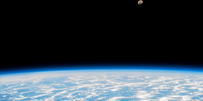 The waxing gibbous Moon above the Indian Ocean